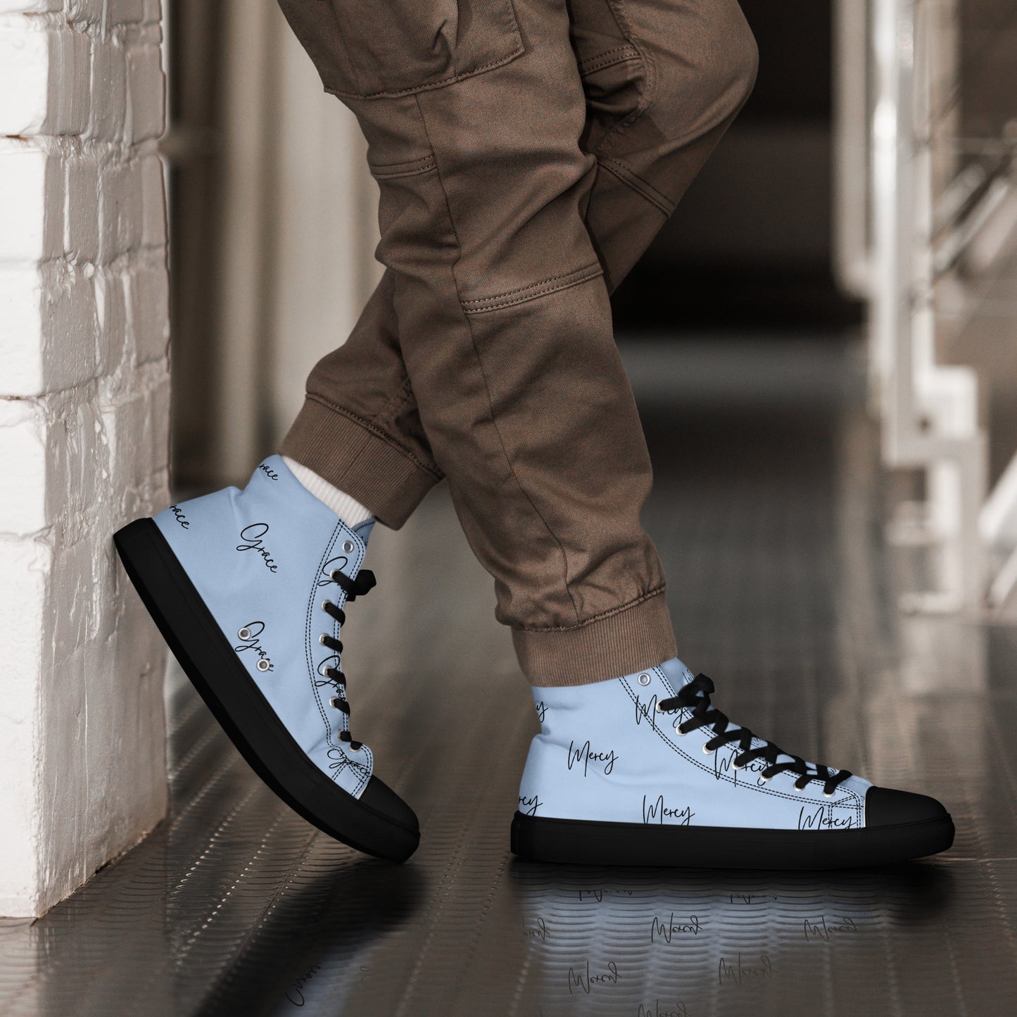 Grace and Mercy - Men’s high top canvas shoes