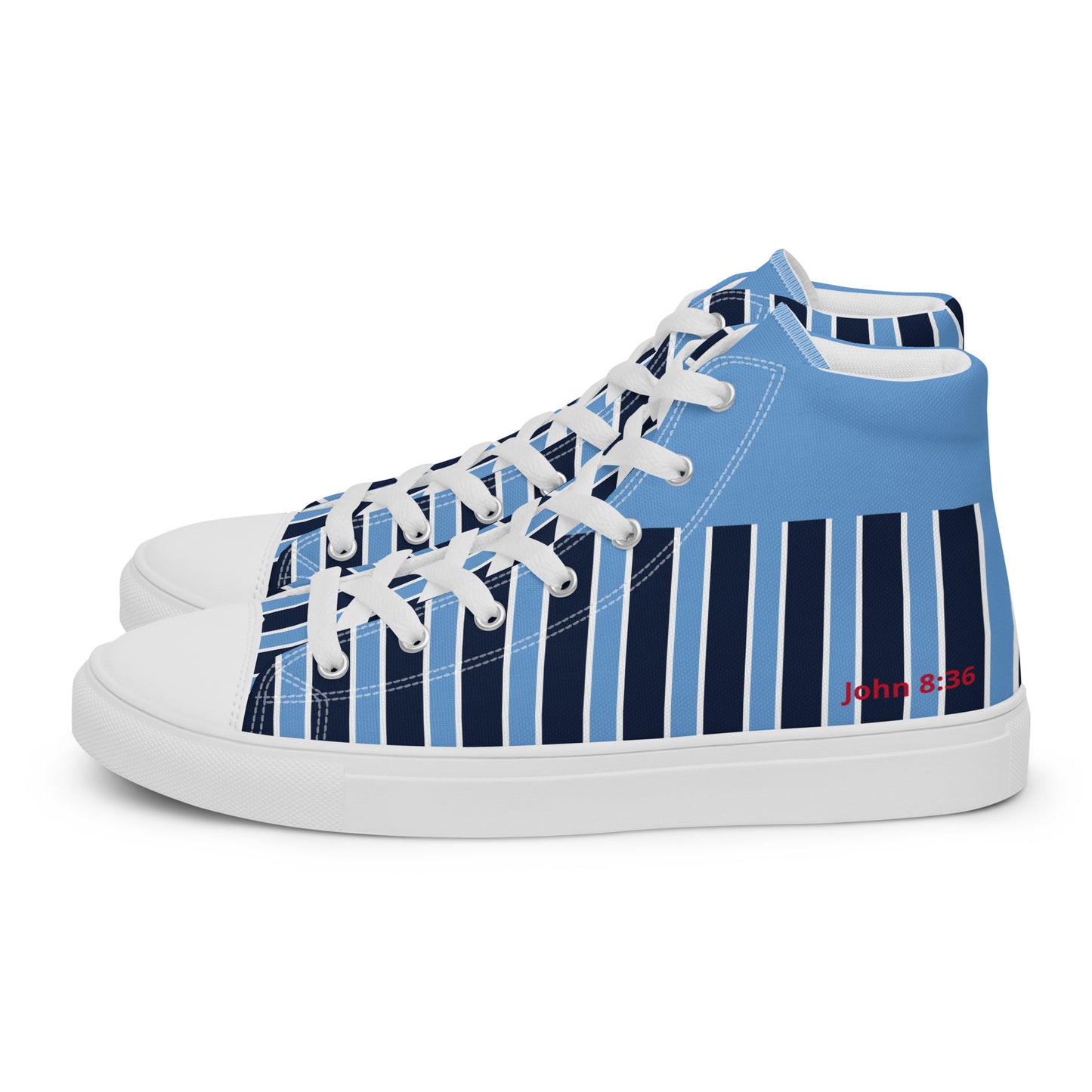 'Free Indeed' John 8:36 - Men’s high top canvas shoes